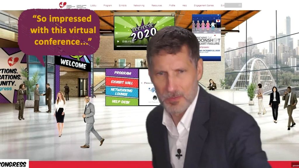 Screenshots of Roger presenting virtually (keynote on screen, audience visible)