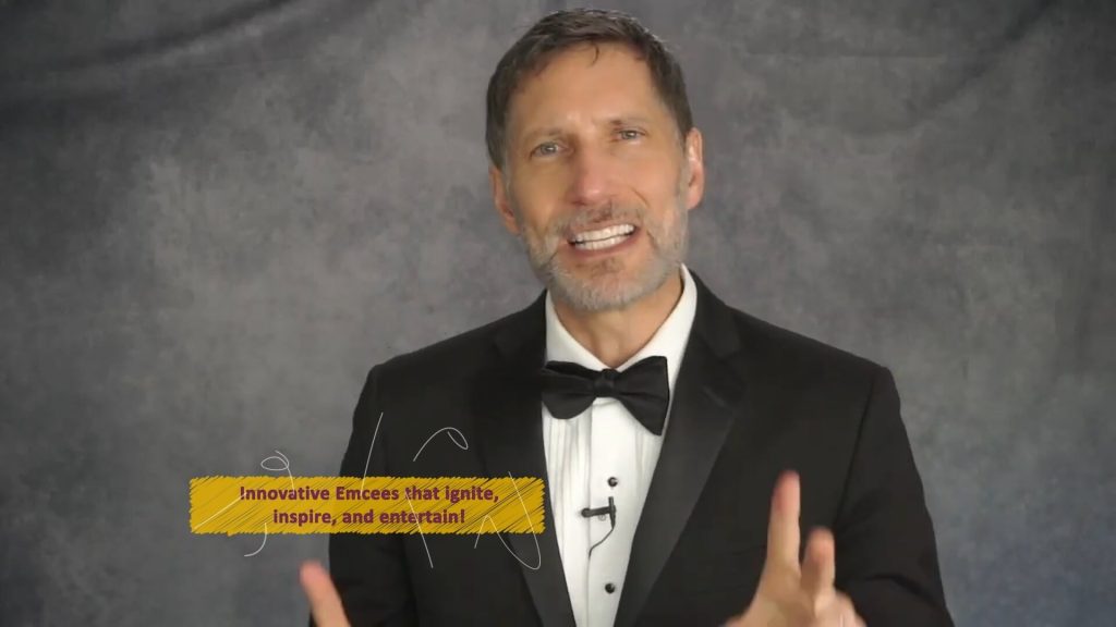 Screenshots of Roger presenting virtually (keynote on screen, audience visible)